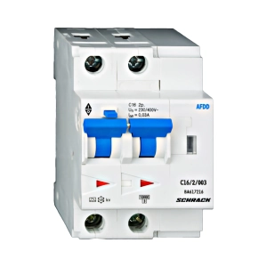 AFDD, SERIA LISA, C 16 A, 2 POLI, 30 MA, TIP AC, 10 KA
