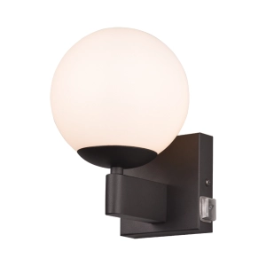 APLICA DE PERETE TRIO KULA 1XE14 MAX 10W IP44 NEGRU MAT CU GLOB ALB | 284270132