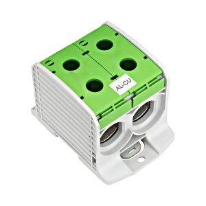 CLEMA DUBLA (2*1P) AL-CU, VERDE, 300MMP / 240MMP CU PIN