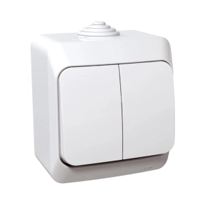 INTRERUPATOR DUBLU APLICAT 10A IP44 ALB CEDAR - SCHNEIDER | WDE000550