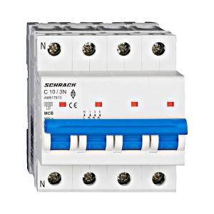INTRERUPTOR AUTOMAT MODULAR (MCB) AMPARO 6KA, C 10A, 3P+N