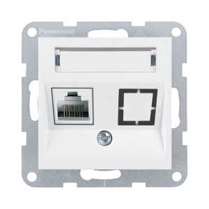 MECANISM DE PRIZA CAT5E TELEFON CU ETICHETA PANASONIC KARRE PLUS 55 ALB