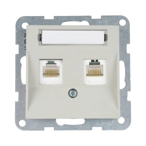 MECANISM PRIZA 2XCAT5E CU ETICHETA PANASONIC KARRE PLUS 55 SOFT TOUCH SANDSTONE