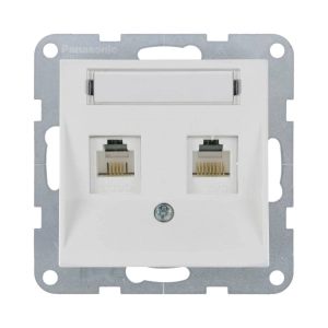 MECANISM PRIZA 2XCAT5E CU ETICHETA PANASONIC KARRE PLUS 55 SOFT TOUCH SEASHELL
