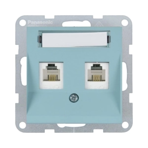MECANISM PRIZA 2XCAT5E CU ETICHETA PANASONIC KARRE PLUS 55 SOFT TOUCH TURCOAZ
