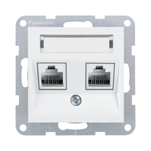 MECANISM PRIZA 2XCAT6 CU ETICHETA PANASONIC KARRE PLUS 55 ALB