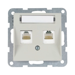 MECANISM PRIZA 2XCAT6 CU ETICHETA PANASONIC KARRE PLUS 55 SOFT TOUCH SANDSTONE