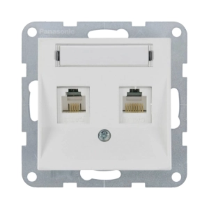 MECANISM PRIZA 2XCAT6 CU ETICHETA PANASONIC KARRE PLUS 55 SOFT TOUCH SEASHELL