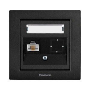 MECANISM PRIZA CAT5E CU ETICHETA PANASONIC KARRE PLUS 55 NEGRU