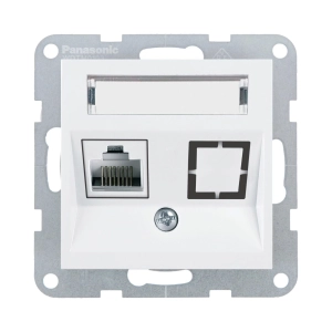 MECANISM PRIZA CAT6 + CAT3 TELEFON CU ETICHETA PANASONIC KARRE PLUS 55 ALB