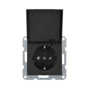 MECANISM PRIZA SCHUKO CU CAPAC, PROTECTIE PENTRU COPII SI SISTEM QUICK CONNECT PANASONIC KARRE PLUS 55 FUMURIU