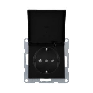 MECANISM PRIZA SCHUKO CU CAPAC, PROTECTIE PENTRU COPII SI SISTEM QUICK CONNECT PANASONIC KARRE PLUS 55 NEGRU