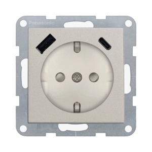 MECANISM PRIZA SCHUKO CU PROTECTIE PENTRU COPII SI PORTURI USB TIP A SI C CU TEHNOLOGIE QUICK CHARGE PANASONIC KARRE PLUS 55 BRONZ