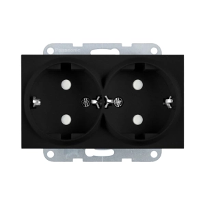 MECANISM PRIZA SCHUKO DUBLA CU PROTECTIE PENTRU COPII PANASONIC KARRE PLUS 55 NEGRU
