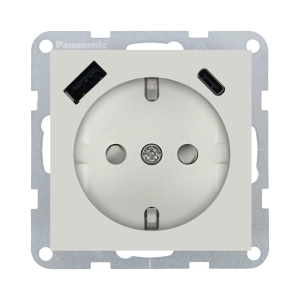 MECANISM PRIZA SCHUKO PROT. COP + USB TIP (A+C) QC PANASONIC KARRE PLUS 55 SOFT TOUCH SANDSTONE