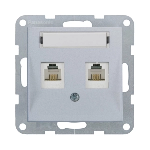MECANISM PRIZA TELEFON 2XCAT3 CU ETICHETA PANASONIC KARRE PLUS 55 SILVER