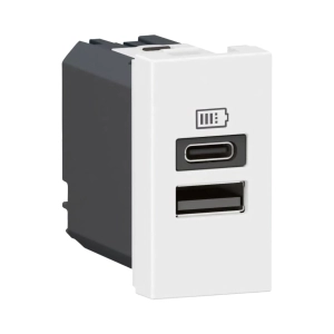 PRIZA DUBLA DE INCARCARE USB-A SI USB-C 1M 10A ALB MOSAIC - LEGRAND | 077670L
