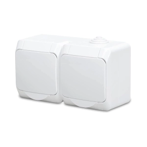 PRIZA DUBLA SCHUKO APLICATA 16A IP44 ALB CEDAR - SCHNEIDER | WDE000523